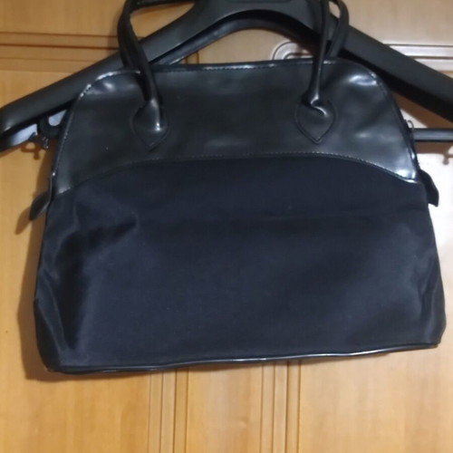Handbag black satin and leatherette new