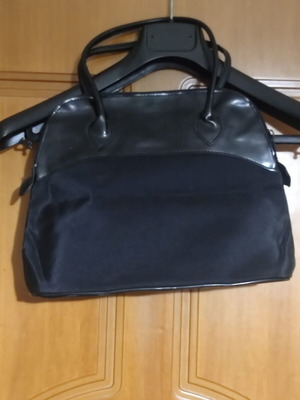 Handbag black satin and leatherette new