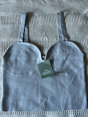 H&M grey knitted bustier top with straps, M