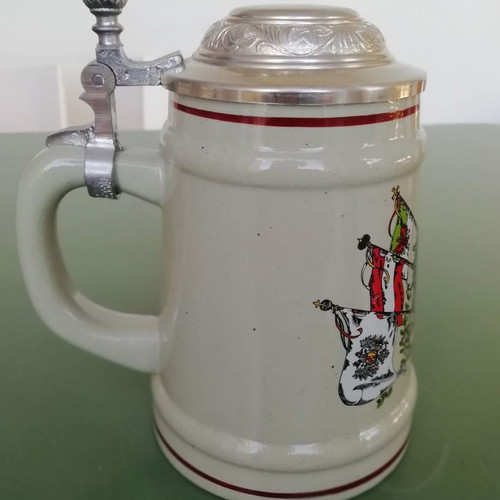 Ceramic beer mug Austria new with metal lid