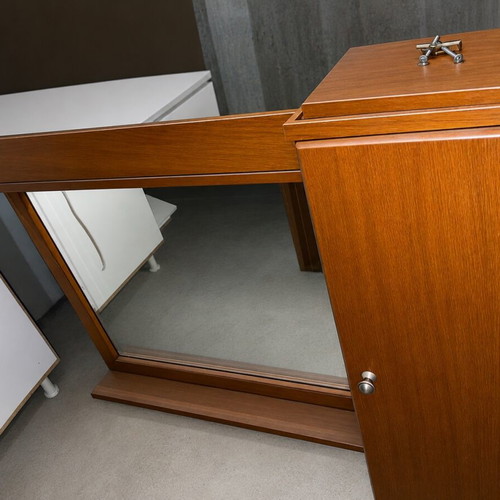 Wooden bathroom furniture with mirror and cabinet