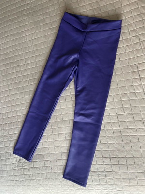 Calzedonia thermal leather-effect leggings for girls size 7-8 like new purple