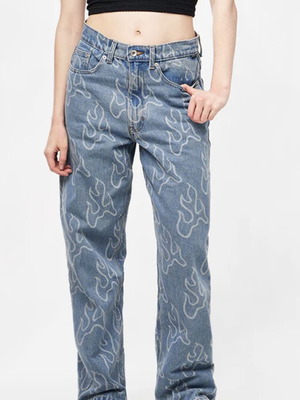 Vans Check-5 flame print jeans wide leg size XS like new