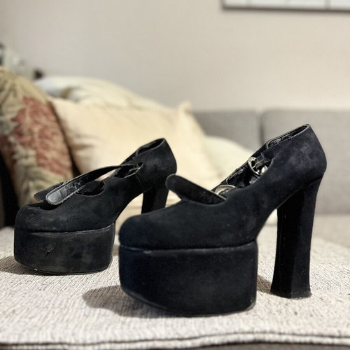 Black high heels used, size 38, 14 cm heel