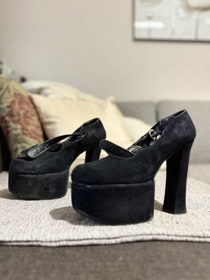 Black high heels used, size 38, 14 cm heel