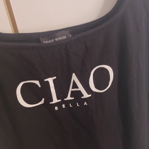 TALLY WEIJL mini dress with CIAO BELLA print, black