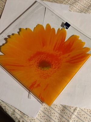 Square decorative LEONARDO crystal plate with gerbera design like new