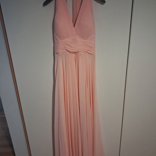 Maxi dress like new, pink halter neck, pleated chiffon