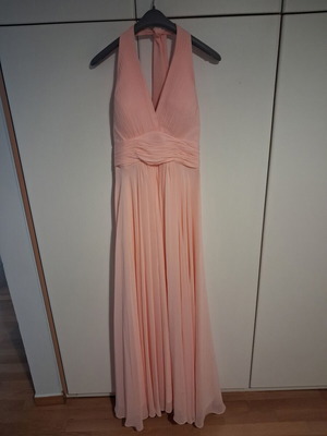 Maxi dress like new, pink halter neck, pleated chiffon