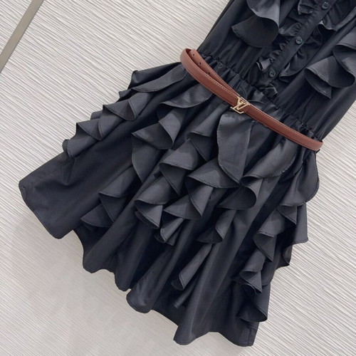 Louis Vuitton black summer dress size M like new with ruffles