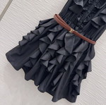 Louis Vuitton black summer dress size M like new with ruffles