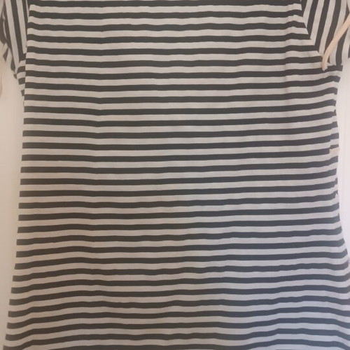 Derhy striped women's top with floral embroidery, size M