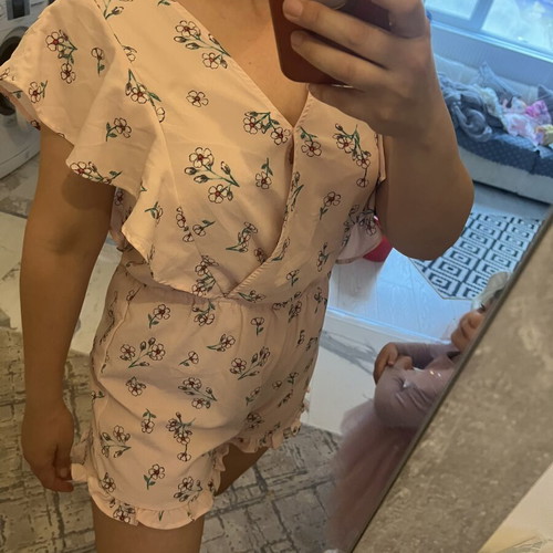 Women's jumpsuit like new, pink floral, size S/M