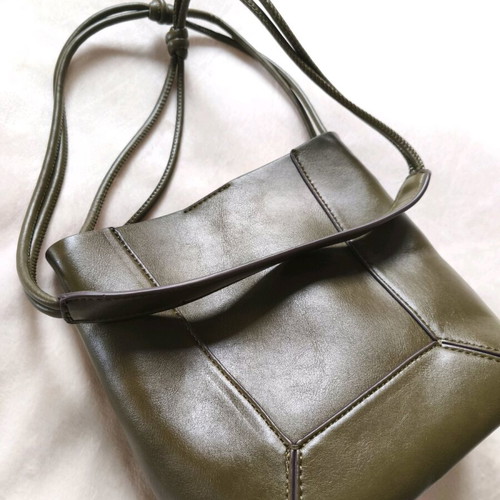 Mango Staford leather shoulder bag khaki new