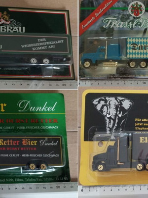 H0 Scale Beer Advertising Trucks, pack of 4, new