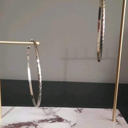 Silver Steel Hoop Earrings used, large size