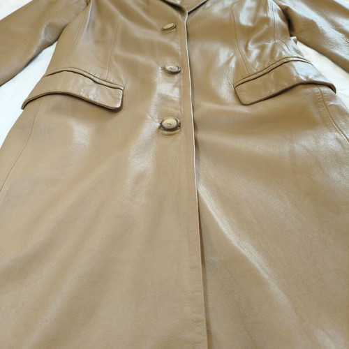 Oasis leather coat beige small like new