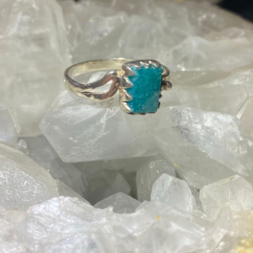 Silver ring with natural turquoise #9 new