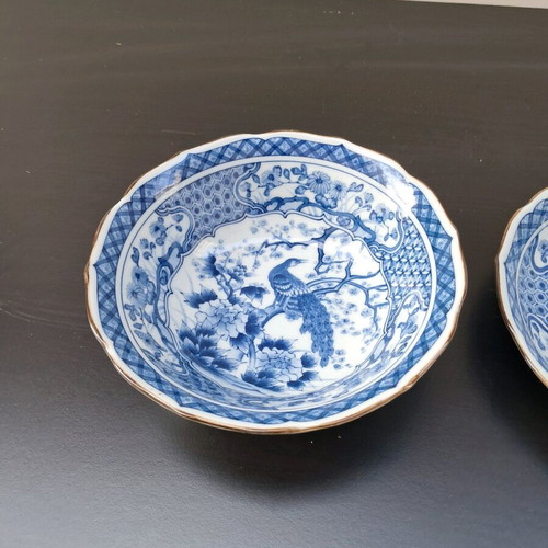 Vintage Japanese plate and bowl Meiji Period like new, blue and white porcelain