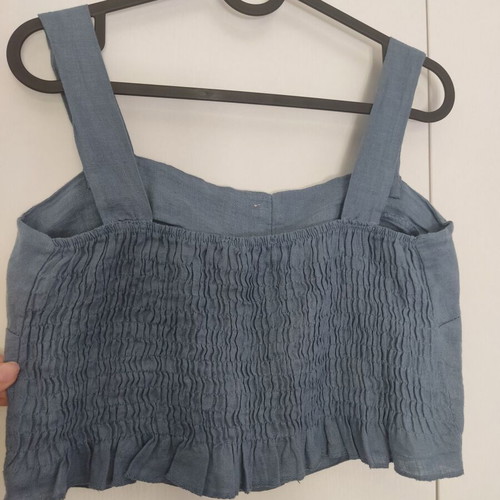 Linen set top shorts bermuda blue like new, small