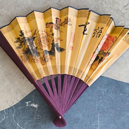 Fan with Chinese letters new, purple