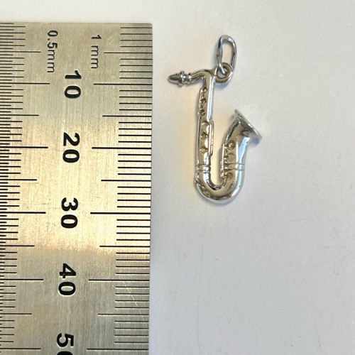 3d silver saxophone pendant new, minimal charm