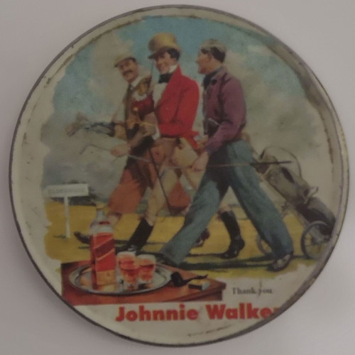 Johnny Walker models like new with metal coaster box