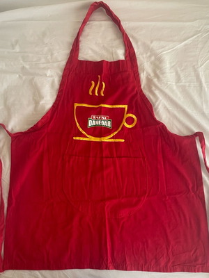 Kitchen apron used with worn logo