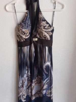 Actius summer dress with ribbon, size S, gray and blue