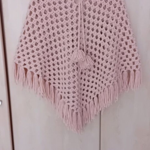 Handmade knitted boho poncho with fringes one size almost unworn