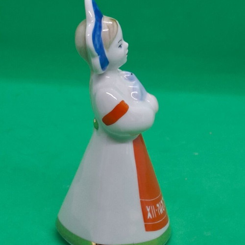 Soviet USSR porcelain figurine girl with dove Dulevo factory