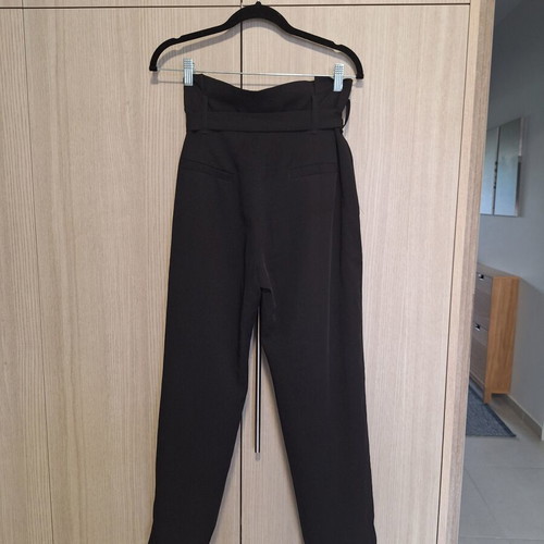 Don't Speak High-Waisted Black Paperbag Trousers with Belt, Size M