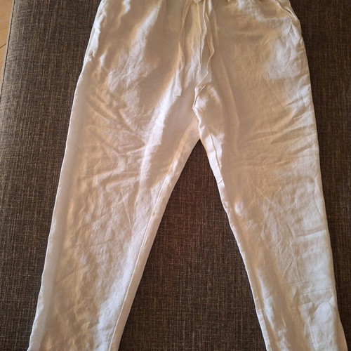 Linen pants new, white, size M, Oysho
