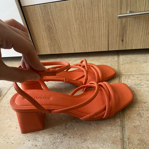 Stradivarius Orange Heeled Sandals Size 38 Like New
