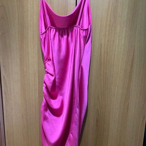 Hot Pink Satin Dress New, One Size, Adjustable Length