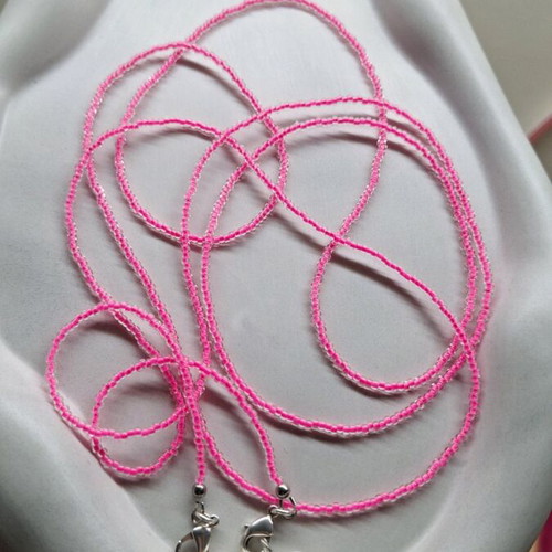 Necklace with Czech glass beads and freshwater pearls, new, pink