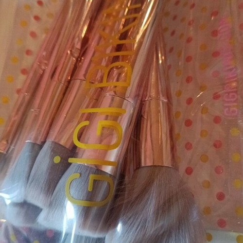 Set of 9 face brushes like new with transparent pouch