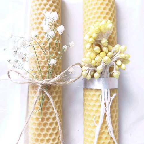 Candle with Kytherian Sembraviva Flower and Beeswax new