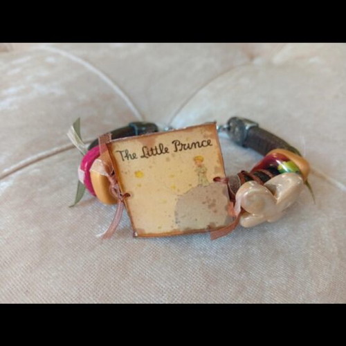 Little Prince jewelry set with vintage leather bracelet and pendant