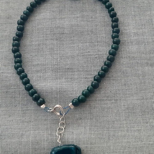 Green Elephant Bracelet with Malachite and 925 Silver new, handmade