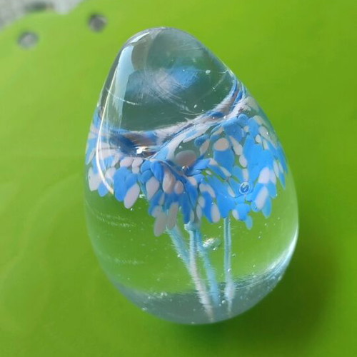 Crystal egg with pink and blue flowers new