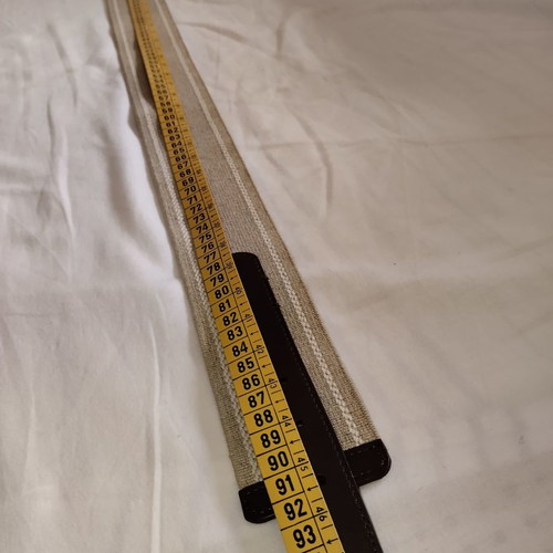 Real leather belt with linen fabric new, beige and brown
