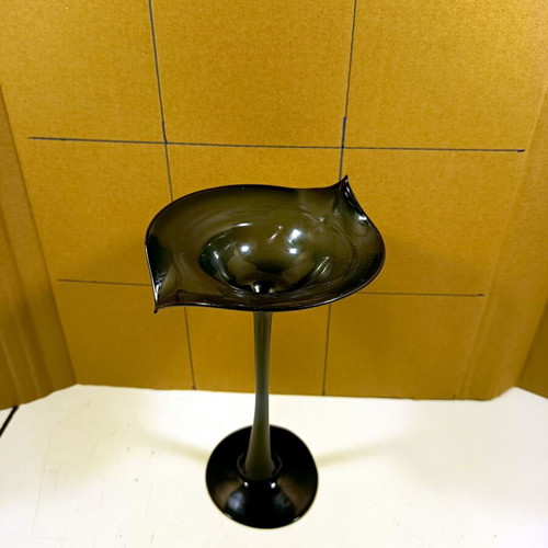 Handmade blown glass candle holder like new