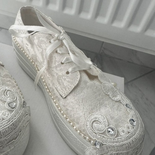 Bridal shoes used with lace and pearls size 36