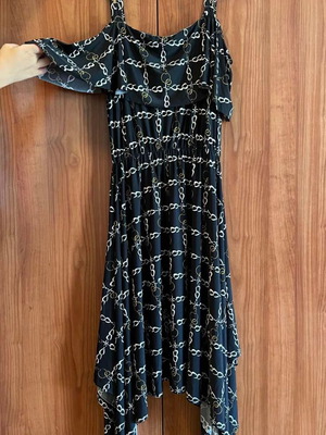 Silky Collection midi dress new with gold details, black