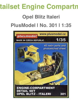Detailset Engine Compartment Opel Blitz Italeri PlusModel 1:35 καινούργιο