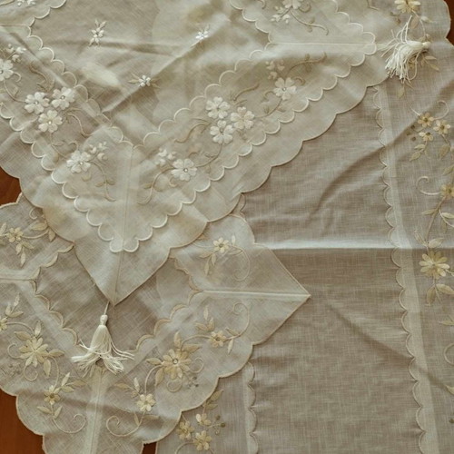 Set of three embroidered organza pieces used