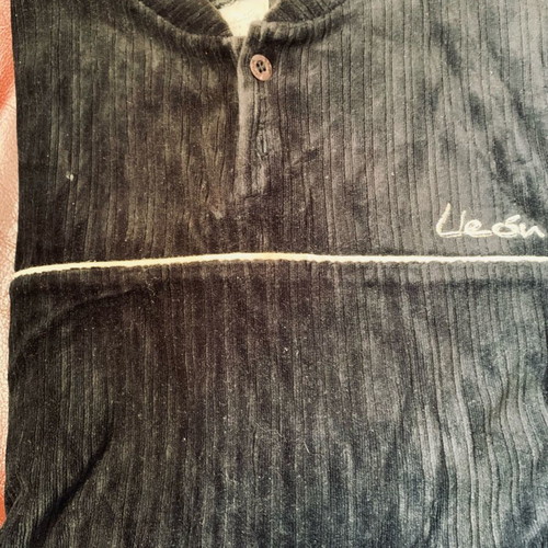 Leon men's velour blouse used, black with white stripe