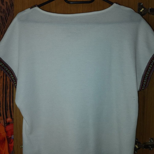 Shein beaded blouse, white, size M