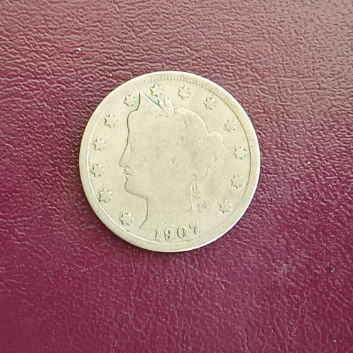 USA 5 Cents Coin 1907 used Liberty Head V-Nickel